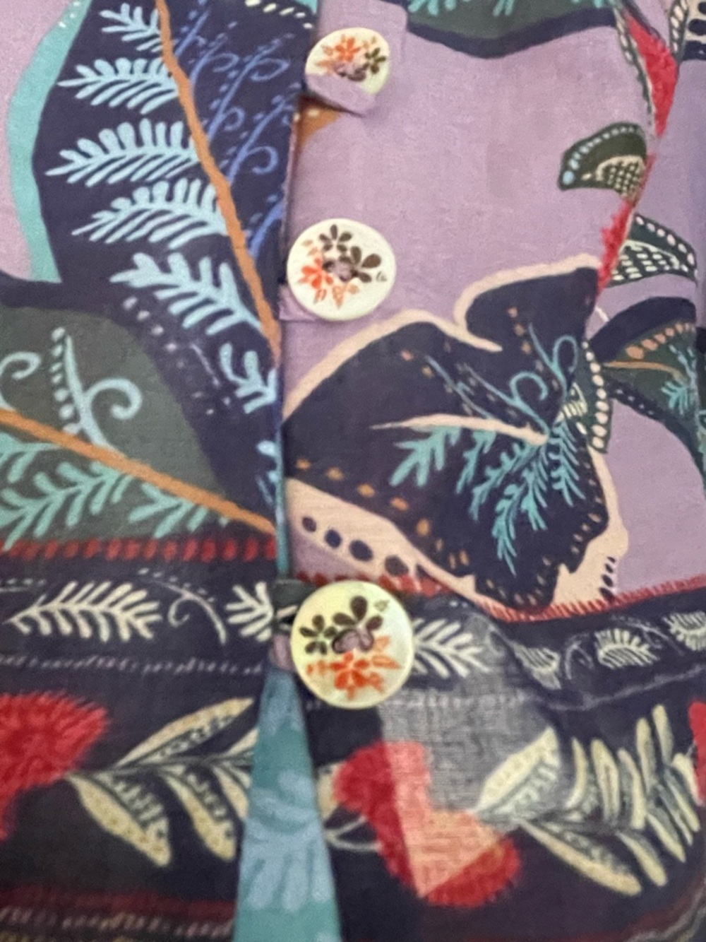 FARM Rio Lavender Multi-Color Botanical Print Peasant Top - Picture 9 of 13